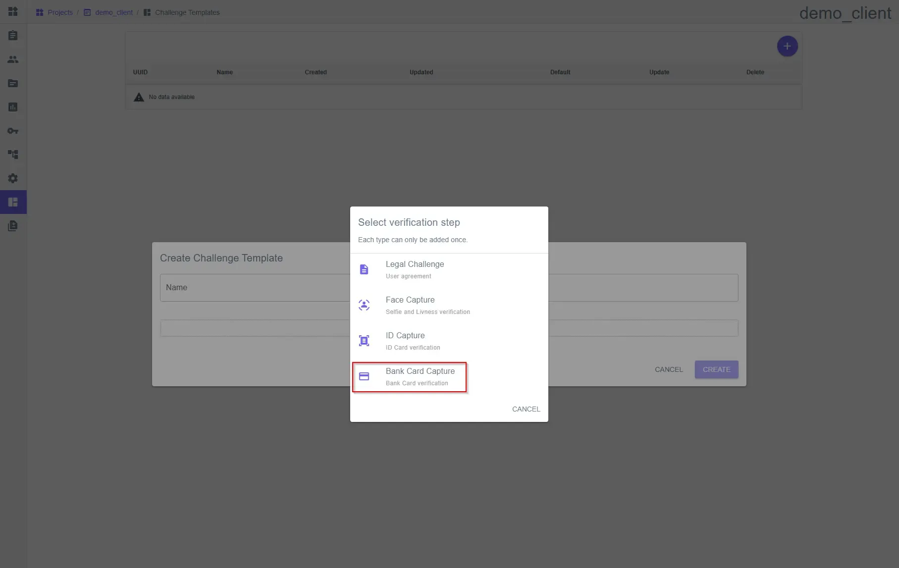 Step 4 – Bank Card Capture Step
