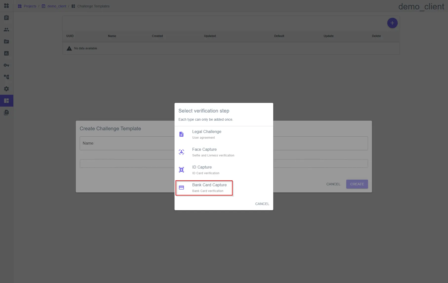 Step 4 – Bank Card Capture Step